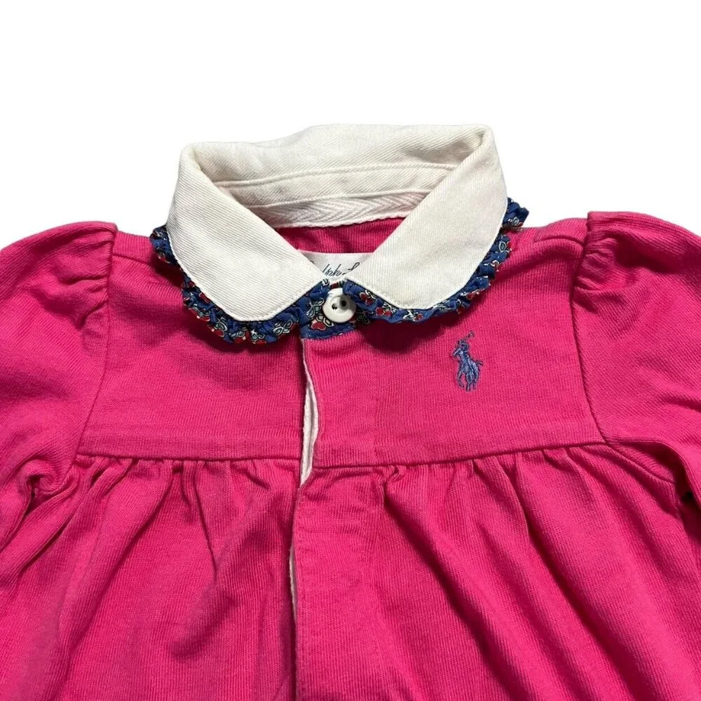 Ralph Lauren 3m Pink Collared Polo Romper